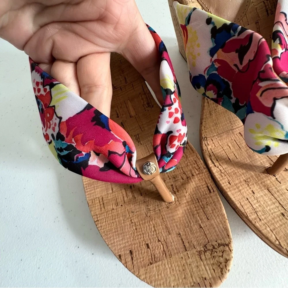 NWT Alex Marie Benita cork wedges maio multi color tropical floral print 8.5